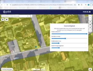 PDOK Viewer met kadastrale kaartlagen voor situatietekening omgevingsvergunning